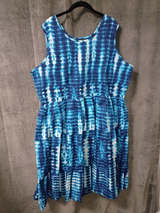 Salon Studio Dresses & Skirts - Salon Studio Blue Tie-Dye Smocked Sleeveless Dress Size 3X NWOT P2P 26 In